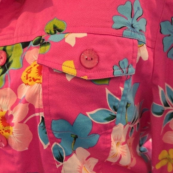 Mirette Pink Jacket With Blue , Green And Yellow Floral Pattern Size Large - Picture 6 of 12
